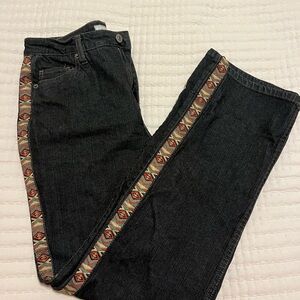 Coldwater Creek Black High-Rise Jeans with Aztec Side Trim!